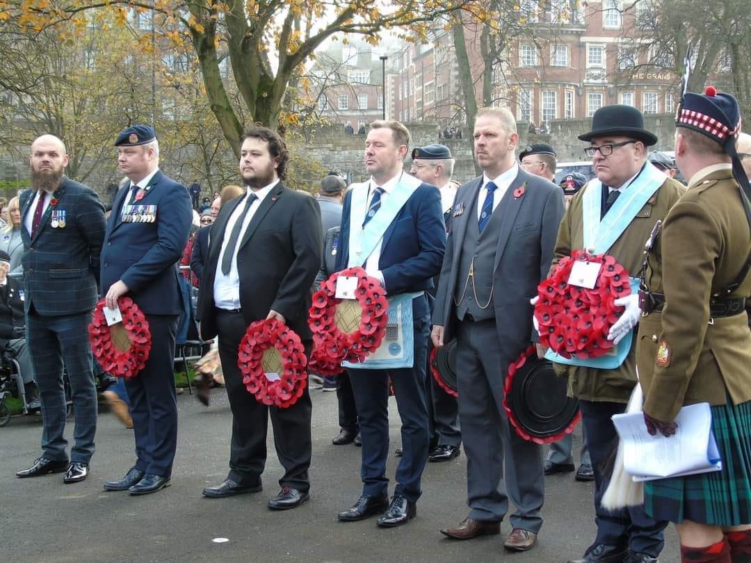 a group of people stood in a line